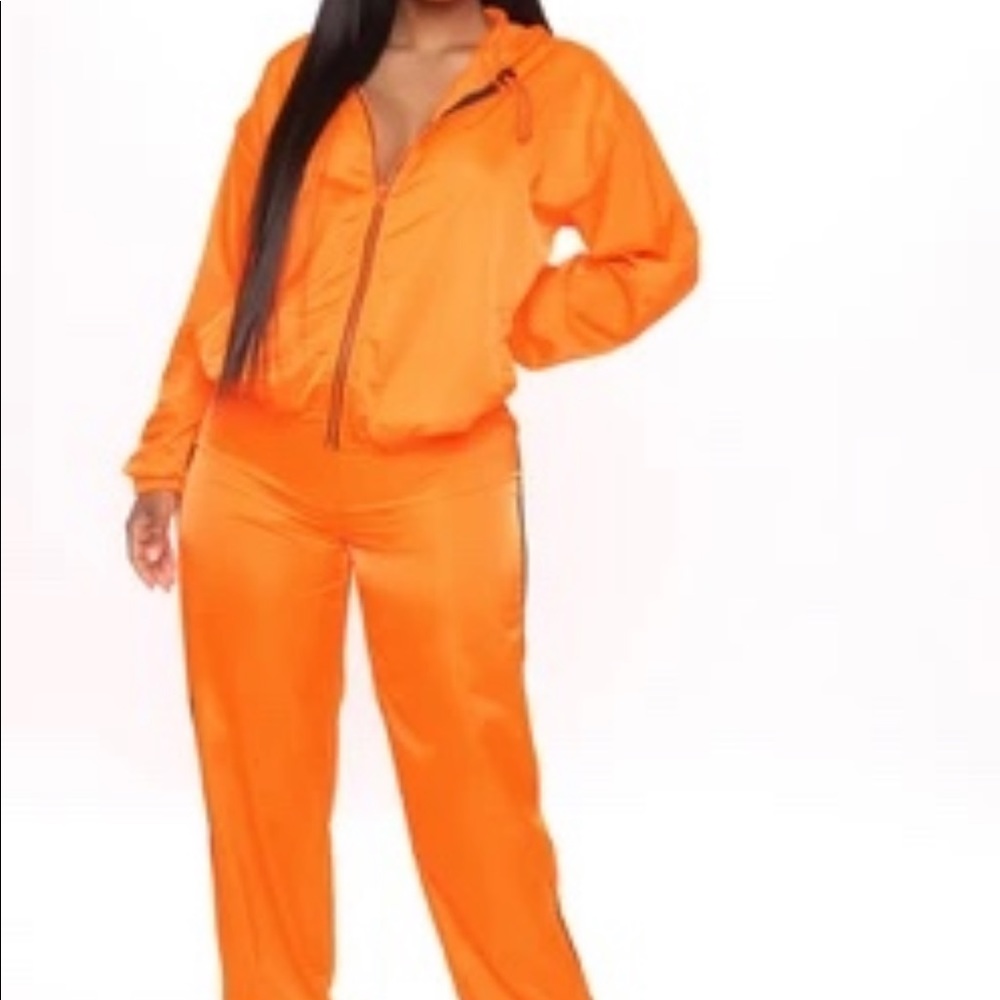 Orange Silk Track Jacket & Jogger Set